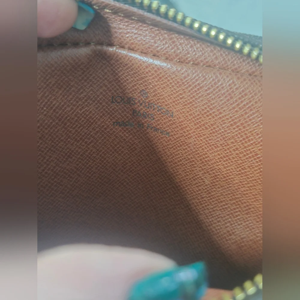 Louis Vuitton Brown Monogram Canvas Crossbody Bag with Tan Trim comes with COA